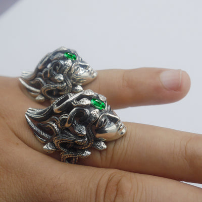 Sterling Silver Medusa Birthstone Ring