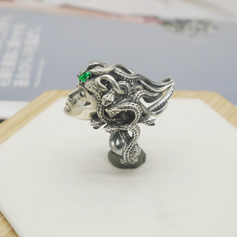 Sterling Silver Medusa Birthstone Ring