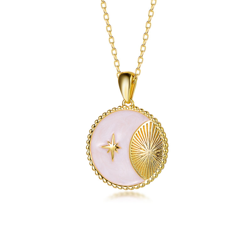 Mother of Pearl Moon and Star Necklace