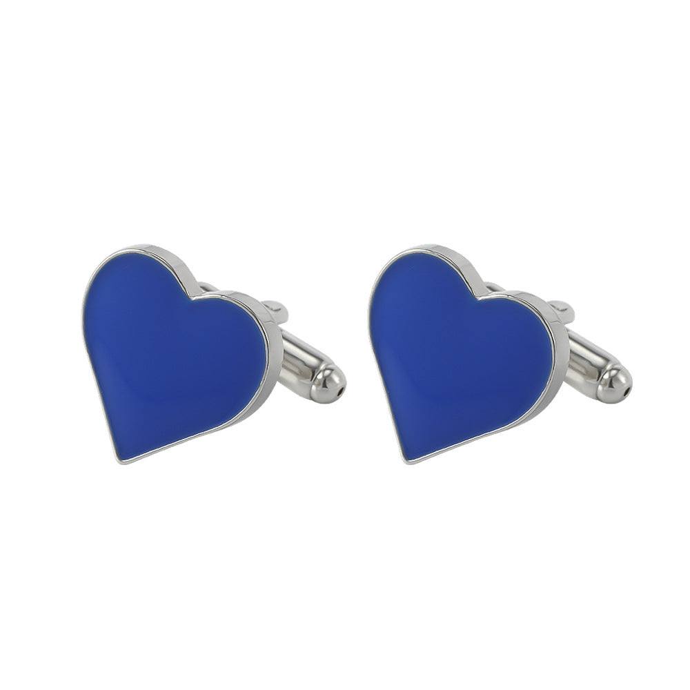 Stainless Steel Colorful Heart Cufflinks