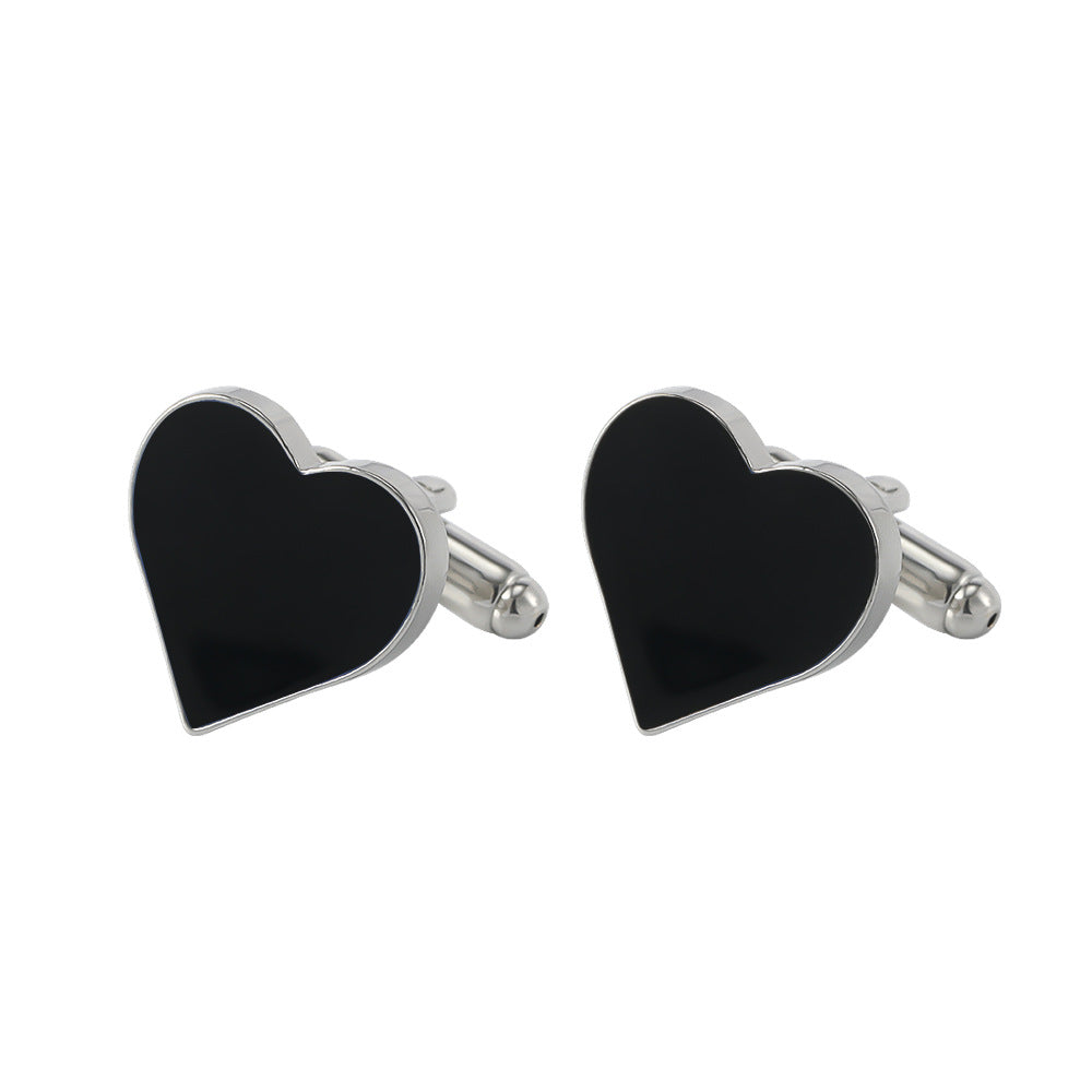 Stainless Steel Colorful Heart Cufflinks