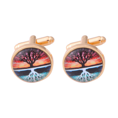 Creative Tree of Life Time Gemstone Cufflinks for Men