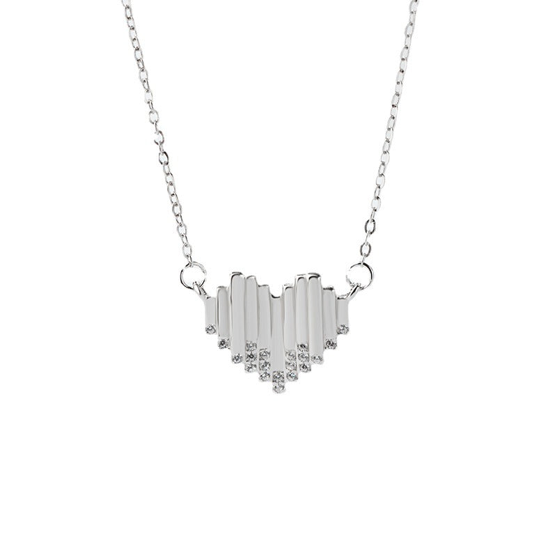 Sterling Silver Heart With Cubic Zirconia Necklace