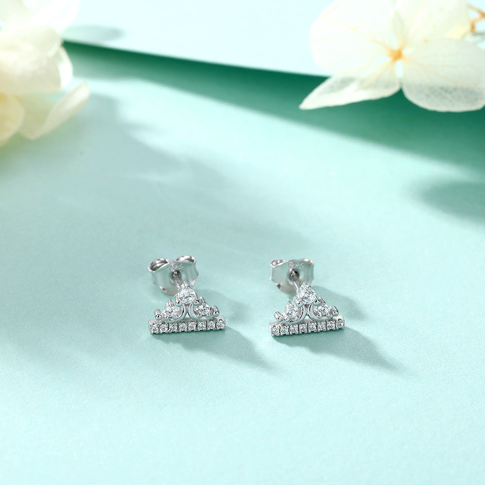 Sterling Silver Princess Royal Crown Earrings