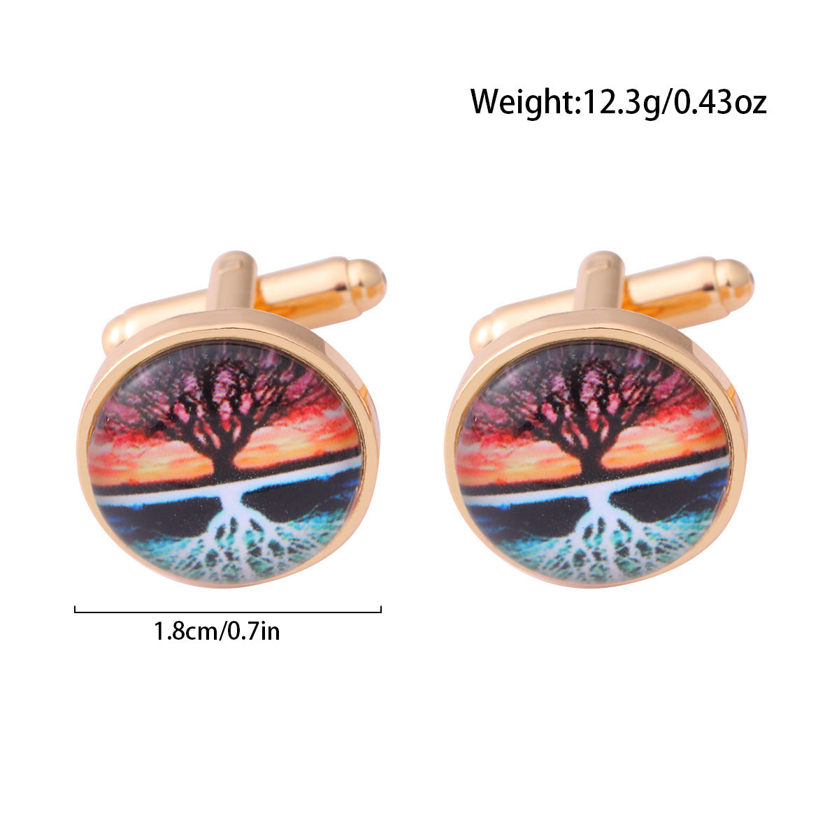 Creative Tree of Life Time Gemstone Cufflinks for Men