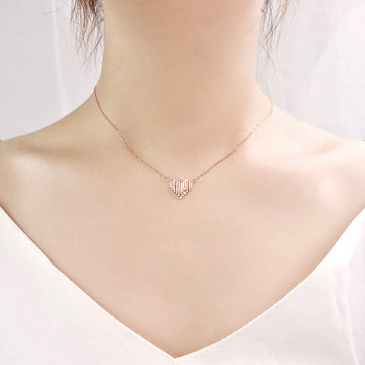 Sterling Silver Heart With Cubic Zirconia Necklace