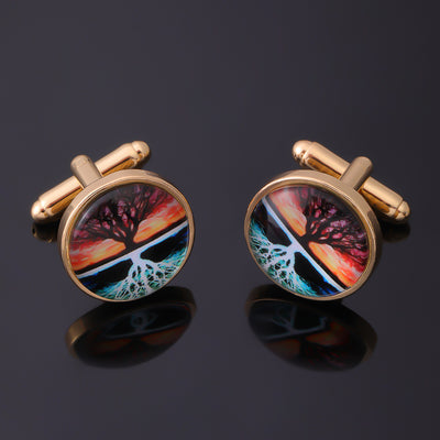 Creative Tree of Life Time Gemstone Cufflinks for Men