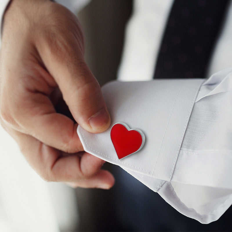 Stainless Steel Colorful Heart Cufflinks