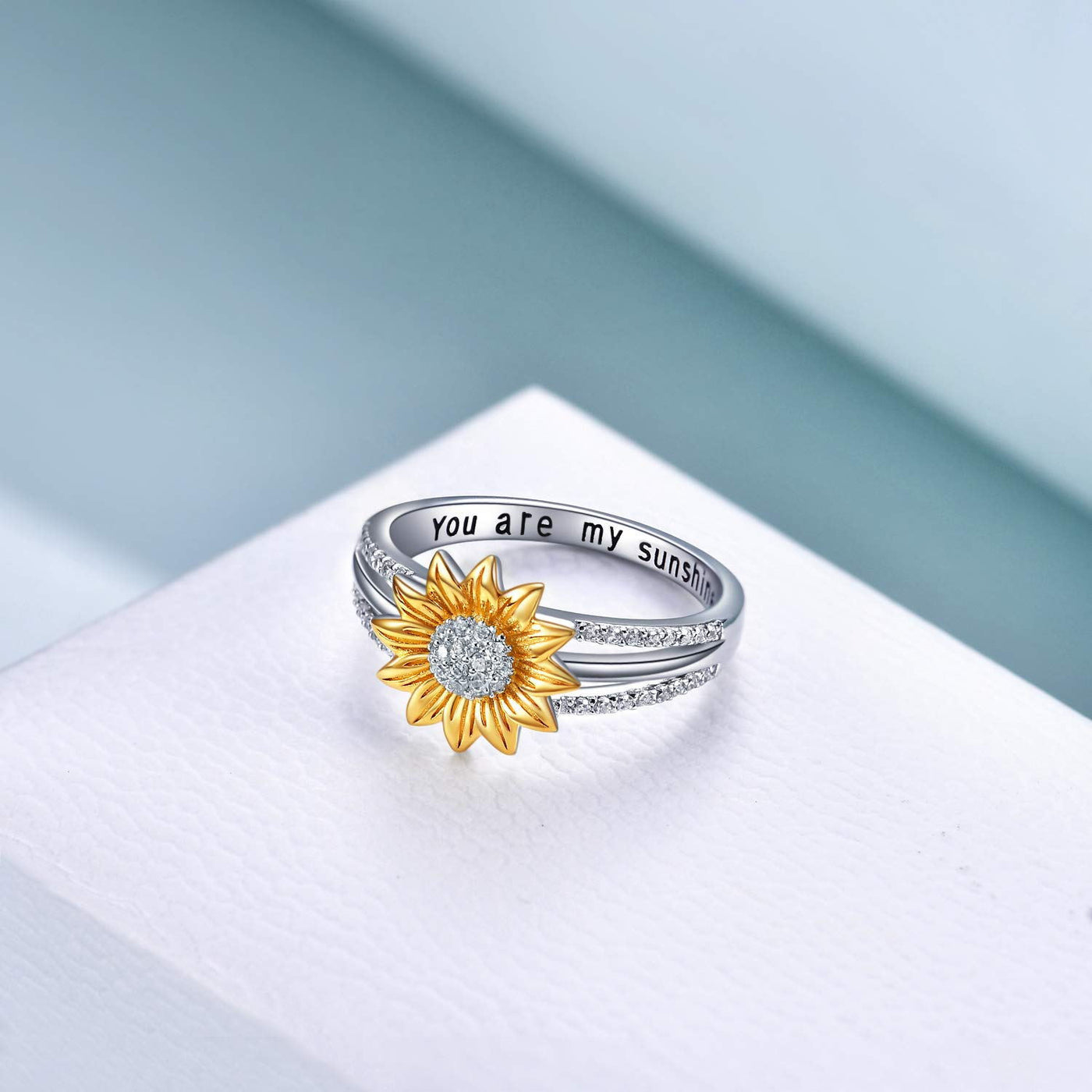 Sterling Silver You are My Sunshine Sunflower Statement Ring