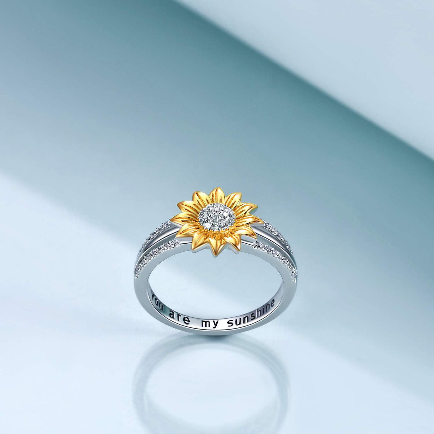 Sterling Silver You are My Sunshine Sunflower Statement Ring