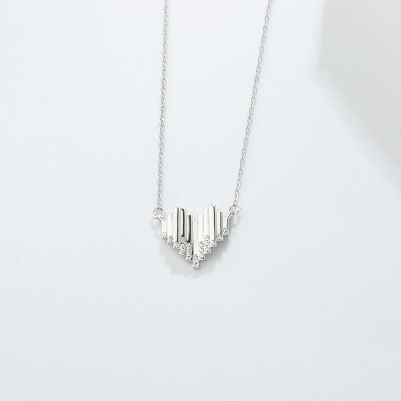 Sterling Silver Heart With Cubic Zirconia Necklace