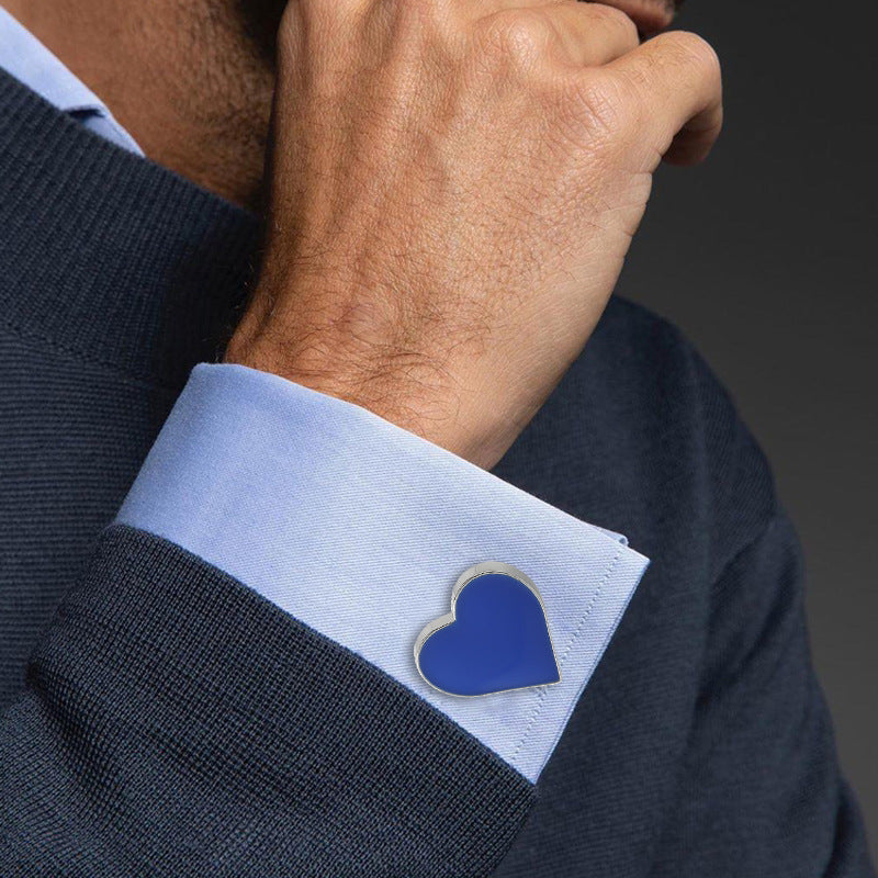 Stainless Steel Colorful Heart Cufflinks