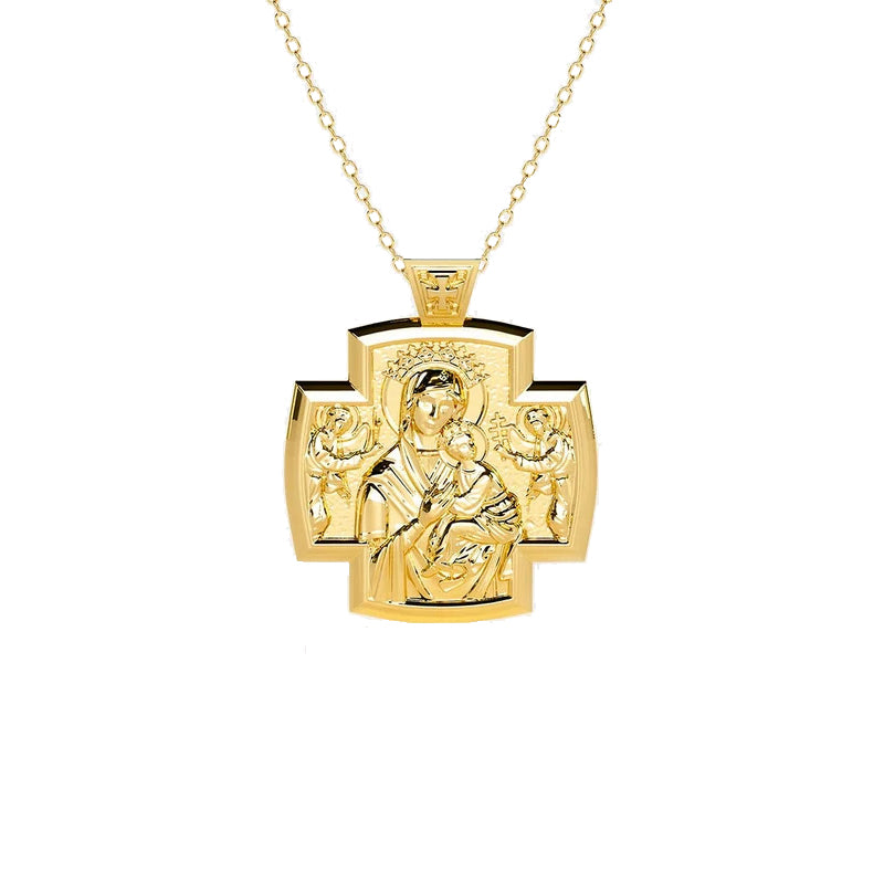 Our Lady of Perpetual Help Necklace Virgin Mary Cross Necklace