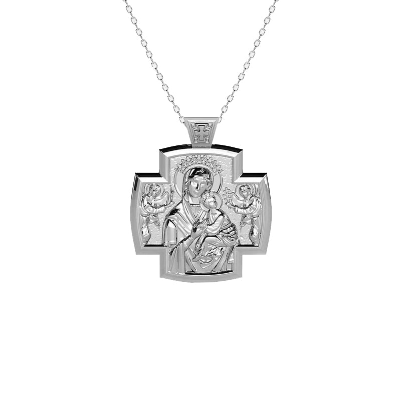 Our Lady of Perpetual Help Necklace Virgin Mary Cross Necklace