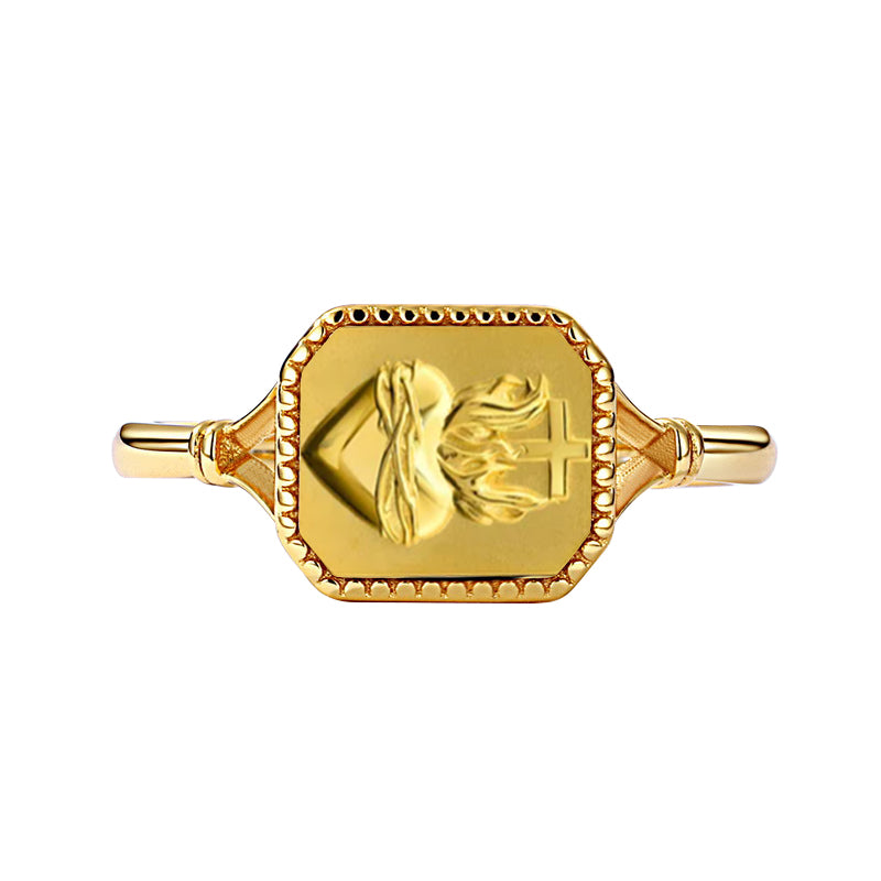 Gold Plated Sacred Heart Cross Ring