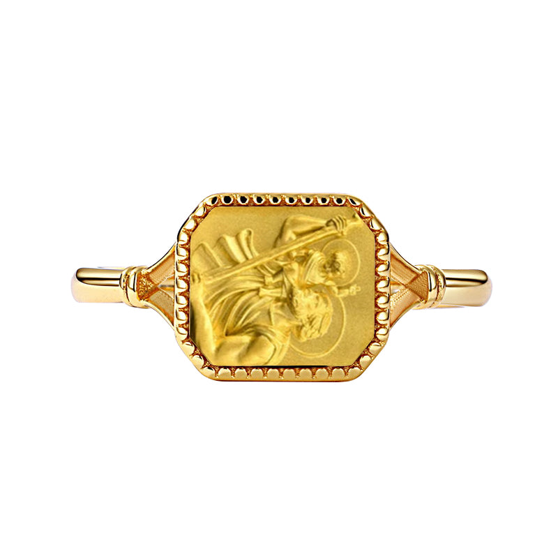 14K Gold Plated Sterling Silver Saint Christopher Ring