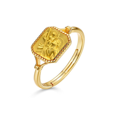 14K Gold Plated Sterling Silver Saint Christopher Ring