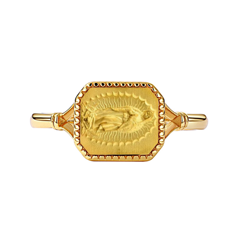 14k Gold Plated Virgin Mary Virgen Maria Lady Guadalupe Ring