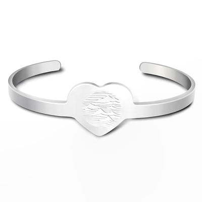 Sterling Silver Mountain Heart Cuff Bracelet