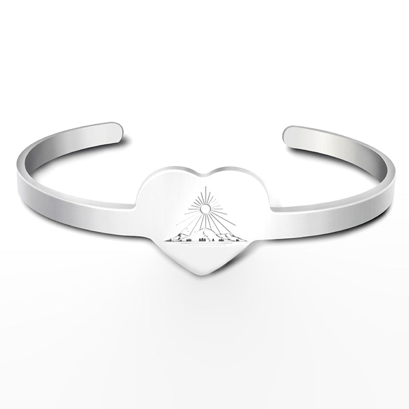 Sterling Silver Mountain Heart Cuff Bracelet