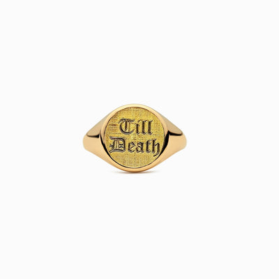 Gold Plated Sterling Silver Till Death Signet Ring Promise Ring