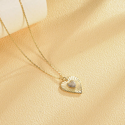 Sterling Silver Yellow Gold Sunburst Heart Necklace