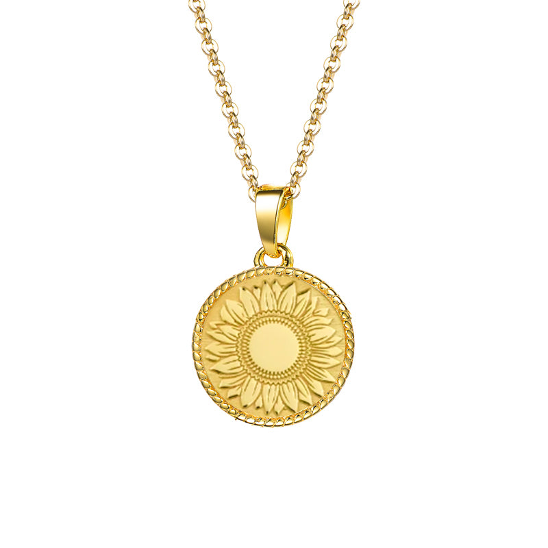 14k Solid Gold Sunflower Necklace