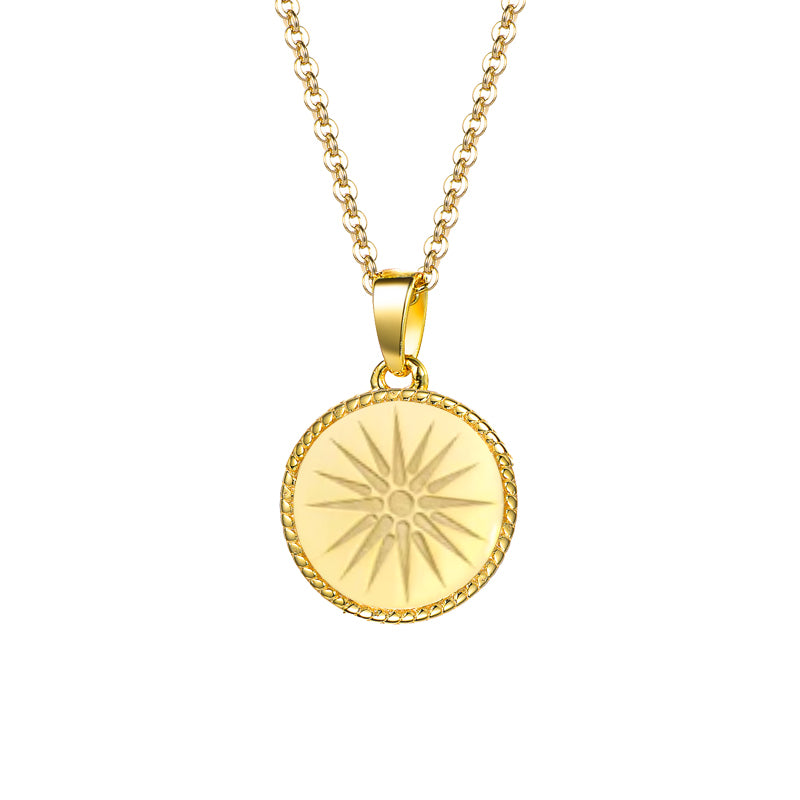 14K Solid Gold Vergina Sun Necklace