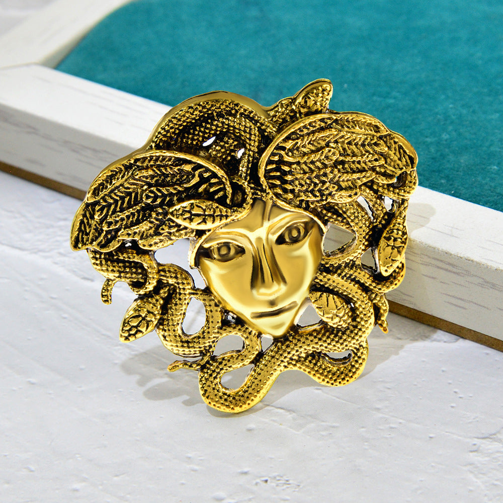 Vintage Medusa Greek Mythology Snake Lady Figure Brooches