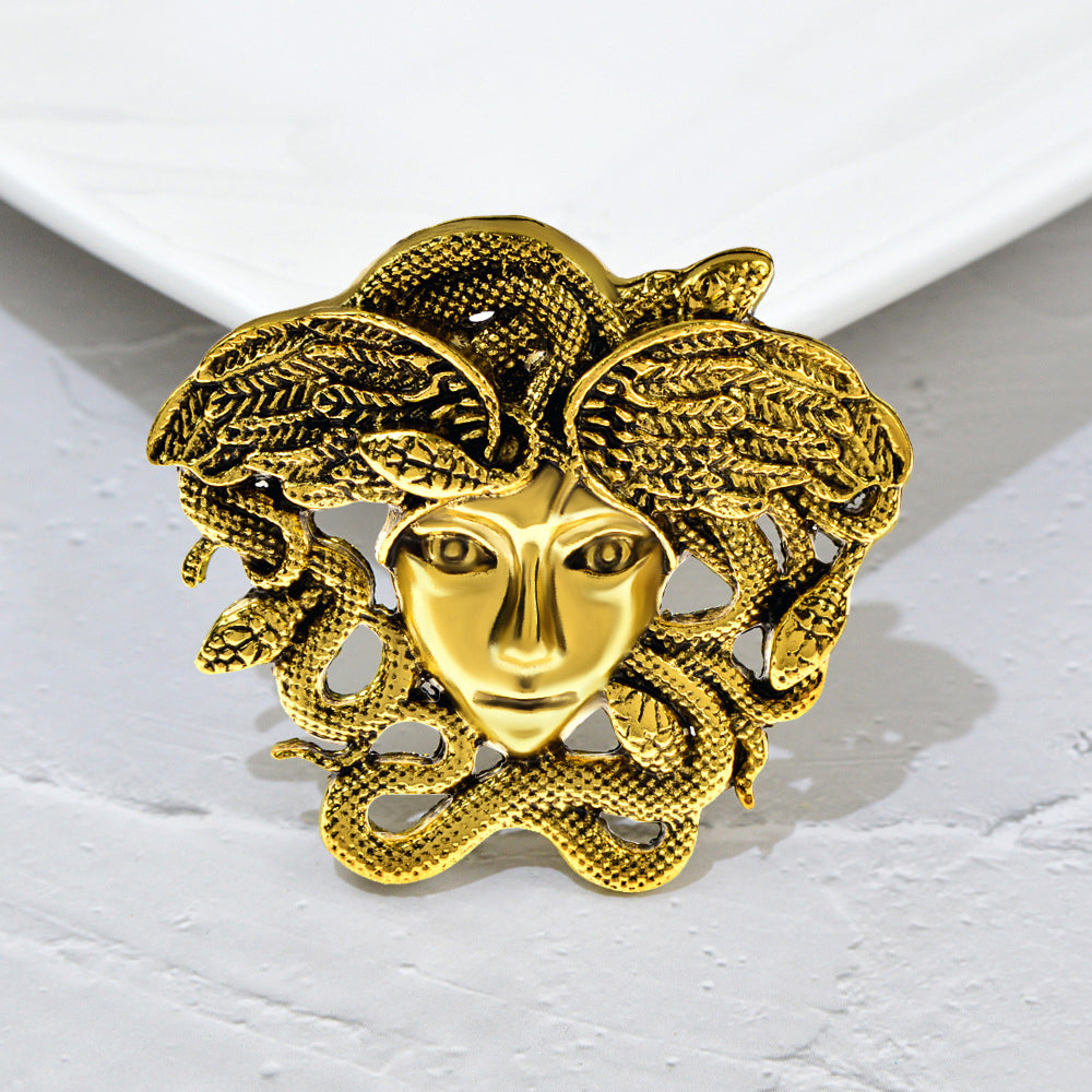 Vintage Medusa Greek Mythology Snake Lady Figure Brooches
