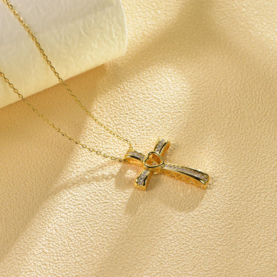 White CZ Diamond Cross Pendant Necklace