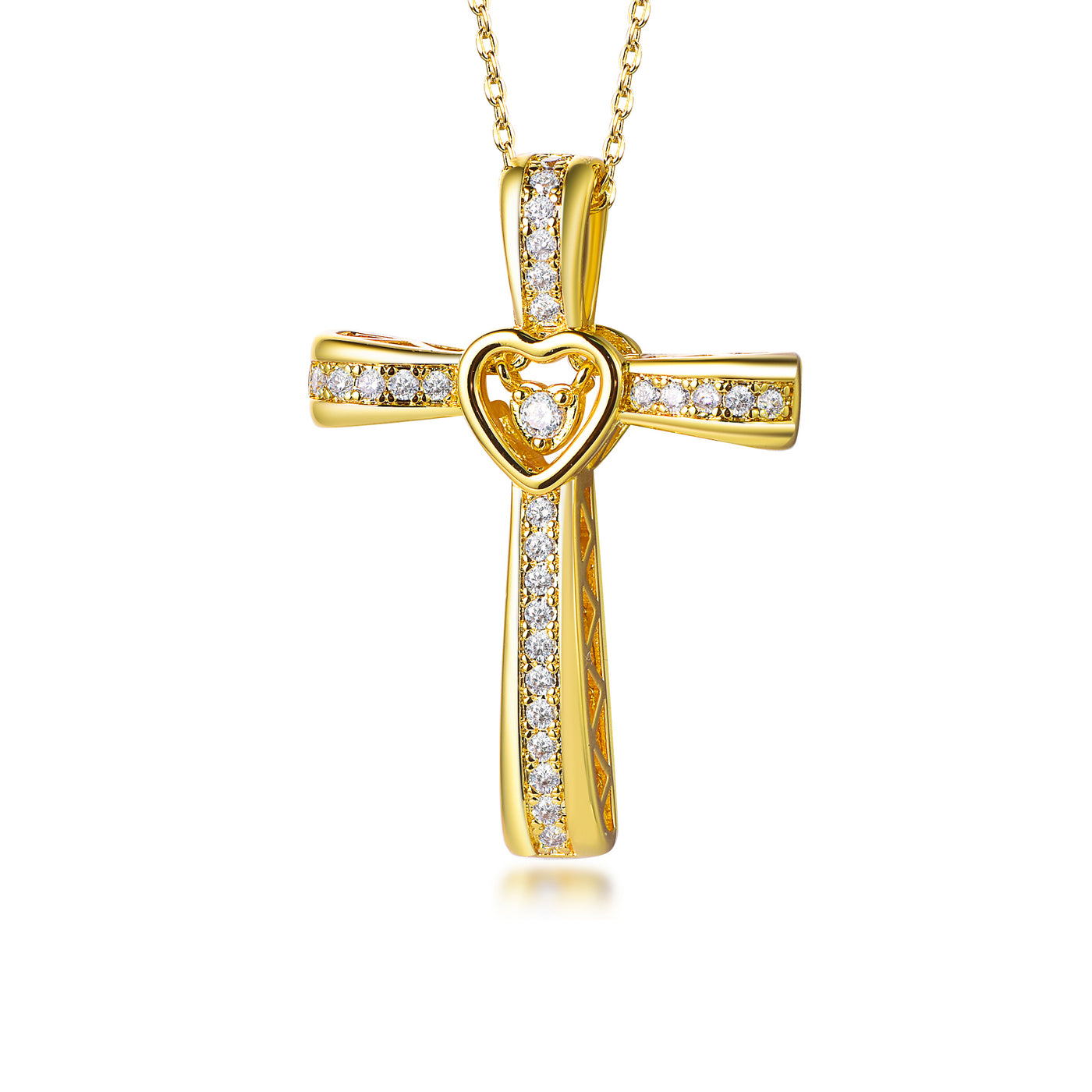 White CZ Diamond Cross Pendant Necklace