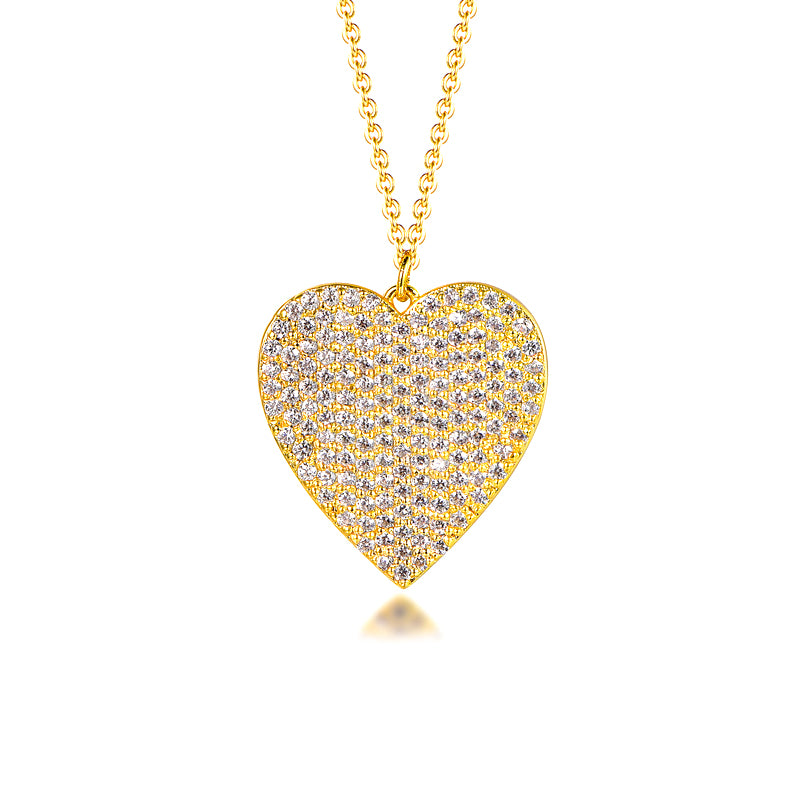 Yellow Gold Heart CZ Pendant Necklace