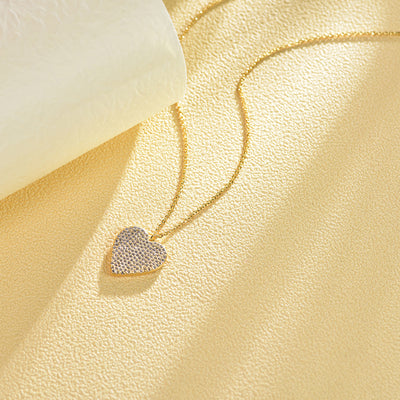 Yellow Gold Heart CZ Pendant Necklace