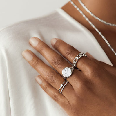 Sterling Silver Serenity Aesthetic Mountain Ring