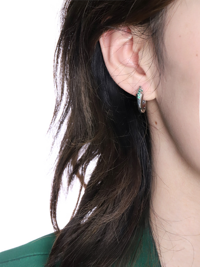 Slytherin Snake Earrings With Green Stones In Color Silver