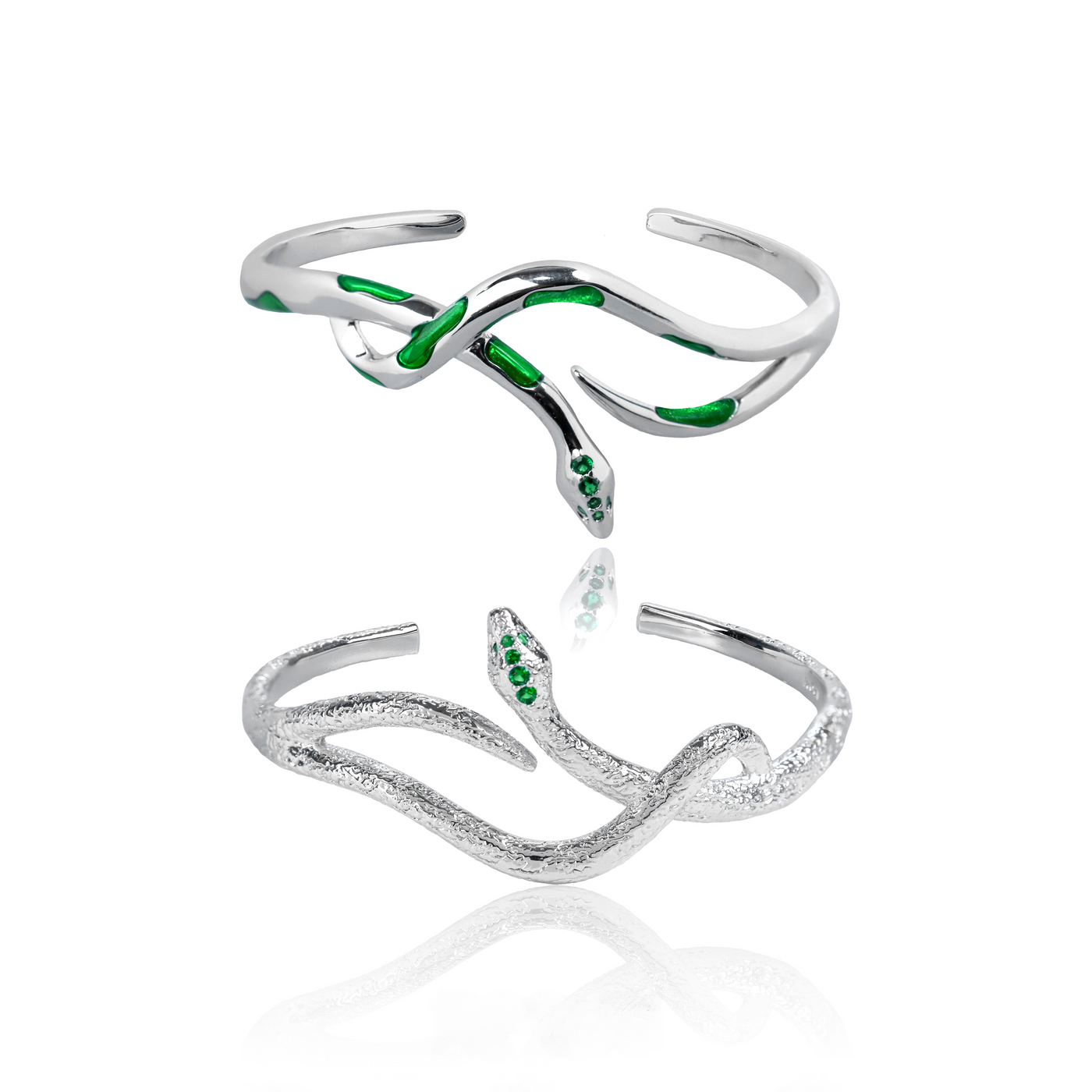 Sterling Silver Slytherin Fashion Green Snake Wrist Bracelet