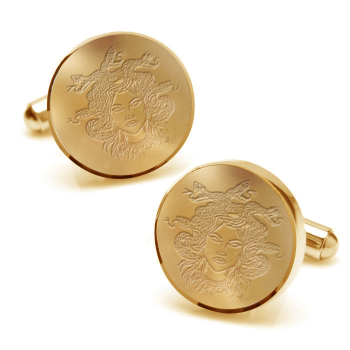 Engraved Medusa Snake Head Cufflinks