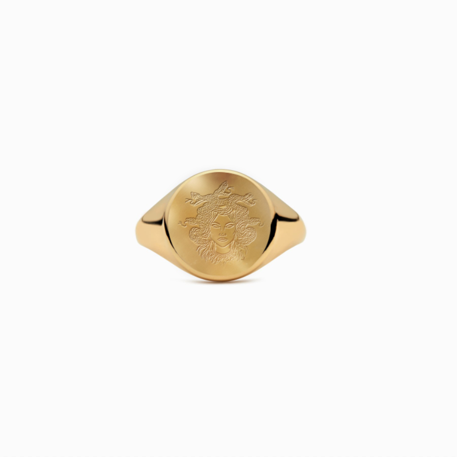 Engraving Medusa Ring Medusa Head Band Signet Ring