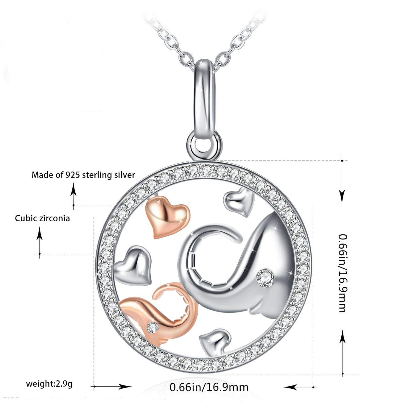 Sterling Silver Mom And Baby Elephant Pendant Necklace