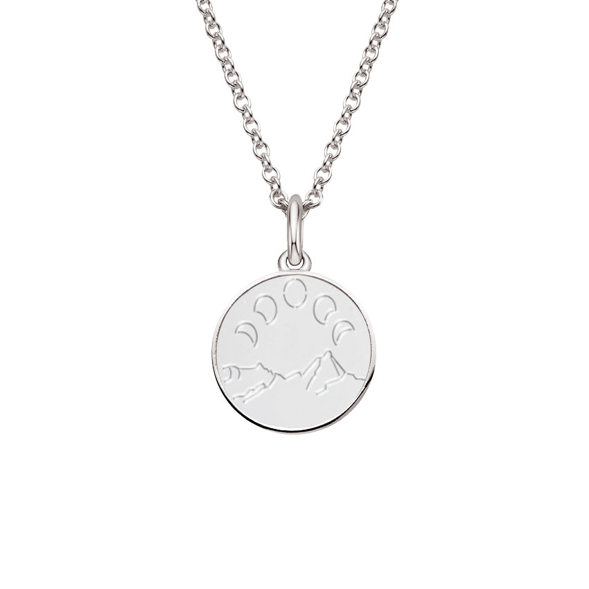 Sterling Silver Moon Over Mountains Necklace