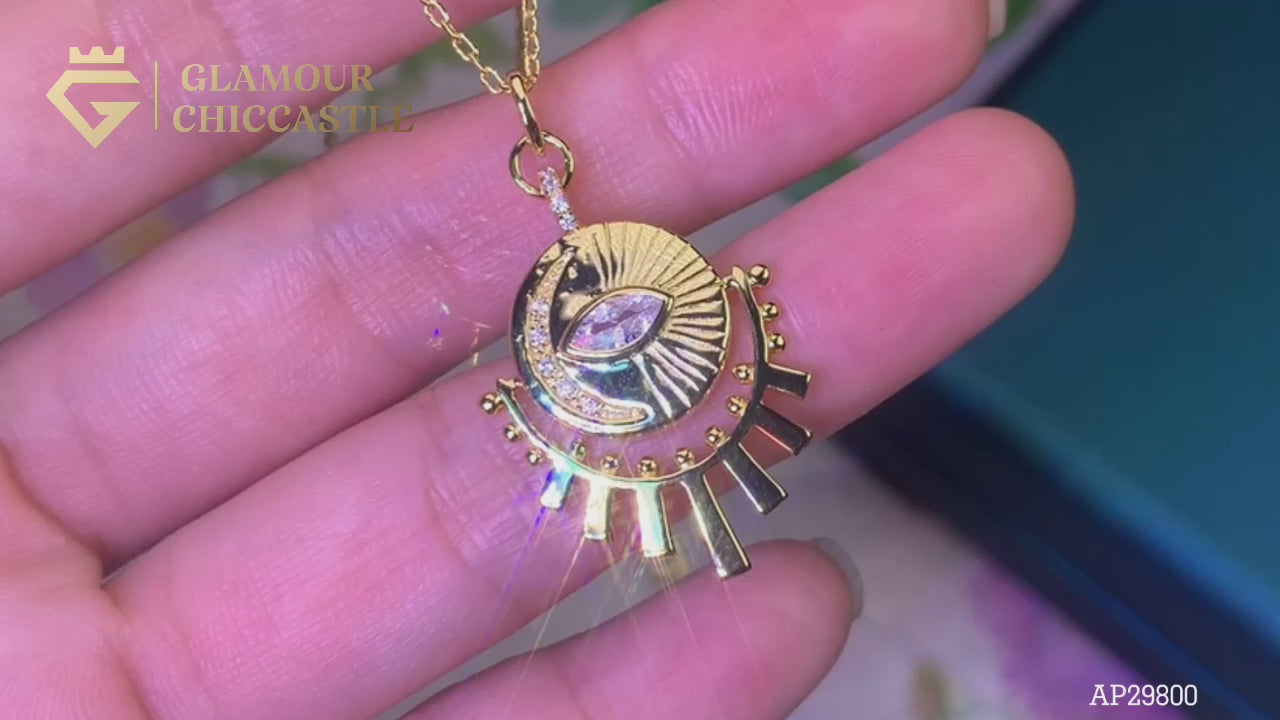 Evil Eye Gold Filled Necklace Sun And Moon Necklace