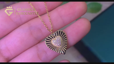 Sterling Silver Yellow Gold Sunburst Heart Necklace