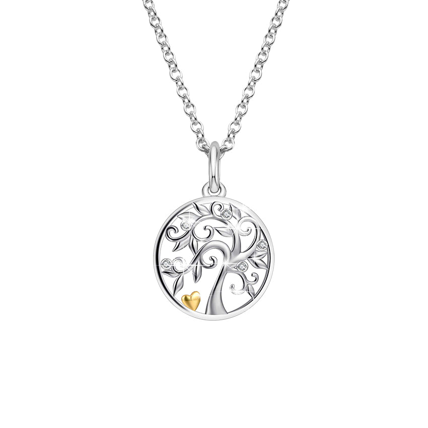 Sterling Silver Shine Crystal Cubic Zirconia Tree of Life Necklace