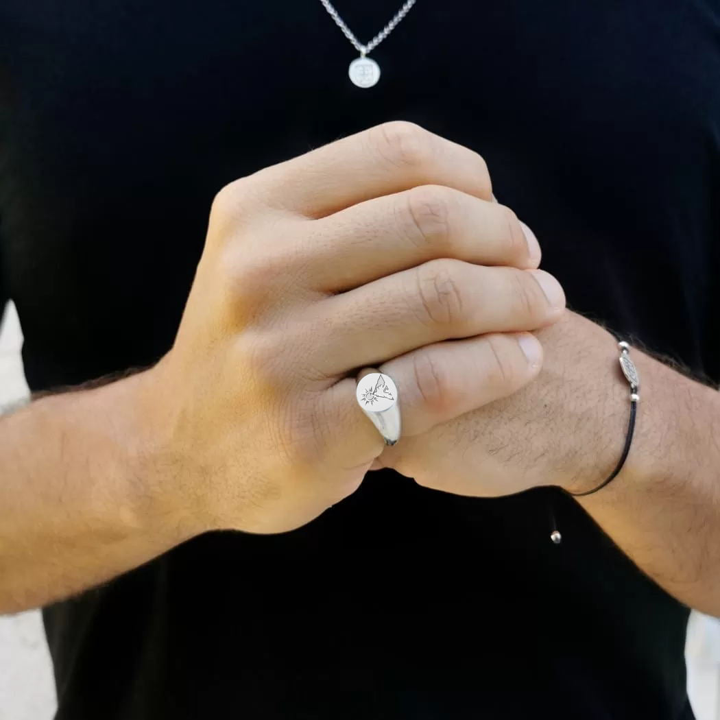 Sterling Silver Sun Rising over Mountain Ring