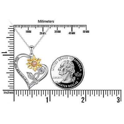 Sterling Silver You Are My Shine Sunflower Necklace