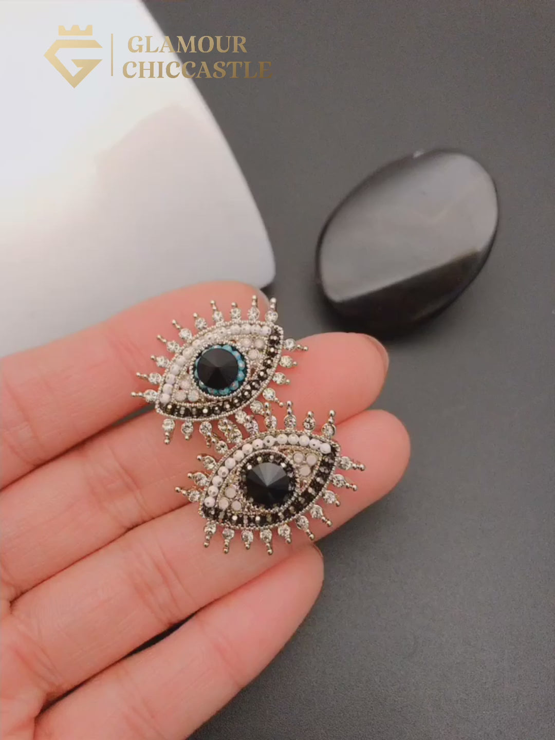 Sparkling Rhinestones Evil Eye Protection Pin Brooch