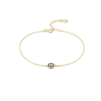 14K Gold Plated Silver Dainty Evil Eye Bracelet Mal de Ojo Bracelet GLAMOUR CHICCASTLE