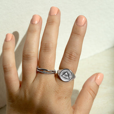 Sterling Silver All Seeing Eye of God Evil Eye Signet Ring