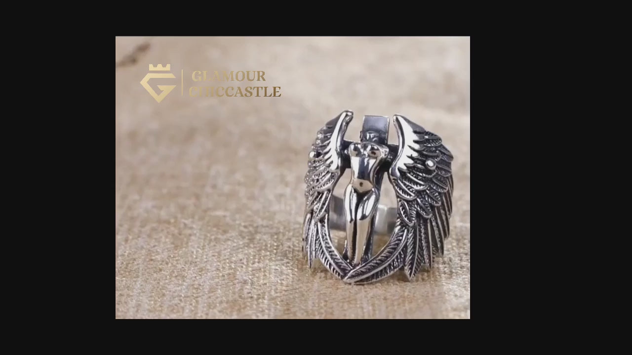 Sterling Silver Vintage Angel Wing Men Ring